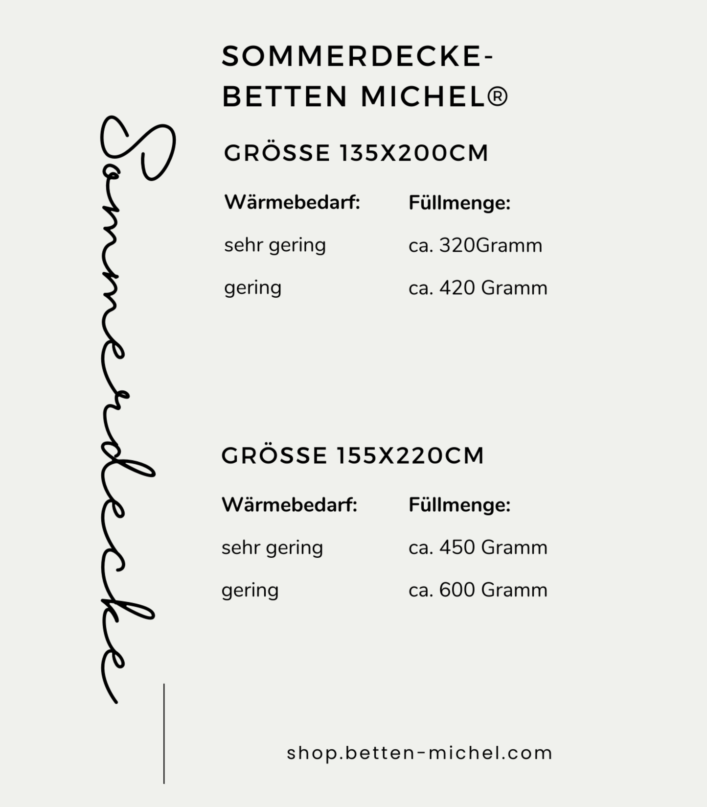 Sommer-Daunendecke - "Summer" - Betten Michel
